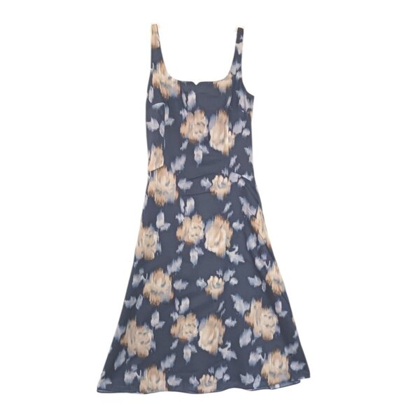 Sleeveless Mini Sundress M Fit Flare Dress Adjustable Straps Abstract Garden - Picture 1 of 8
